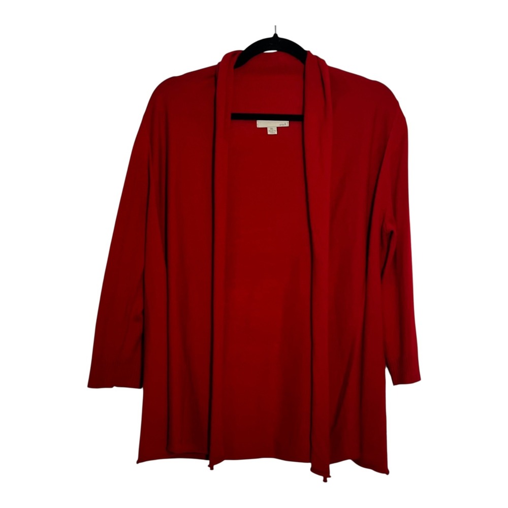 One A Womens Red Open Front‎ Shawl Collar Knit Cardigan Sweater XL 51091